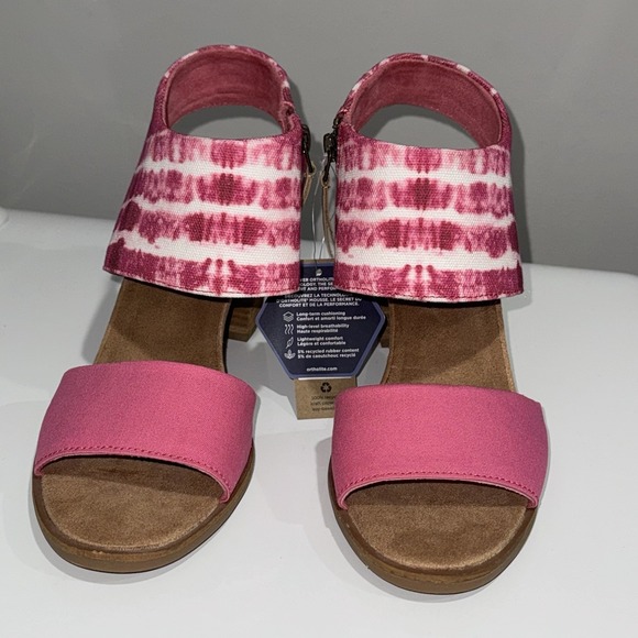NWT TOMS Women's Majorca Cutout Sandal Pink 100% Cotton 3+" Zip & OrthoLite Sz9 - Picture 3 of 10